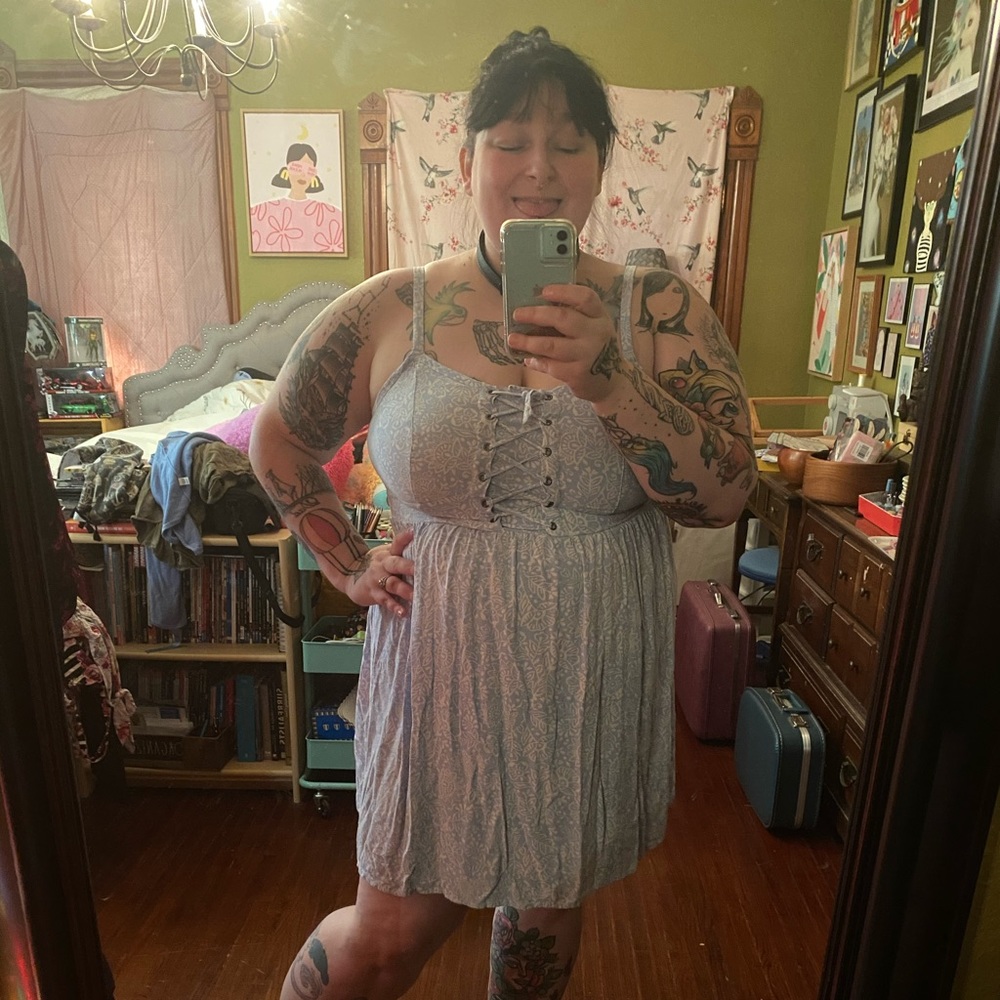 Floral print lace-up challis tank dress by Torrid